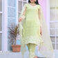 Rajwada Light Green Organza Embroidered Stitched Kurta Set For Women