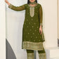 Rajwada Olive green Georgette Embroidered Stitched Kurta Set For Women