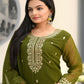 Rajwada Olive green Georgette Embroidered Stitched Kurta Set For Women
