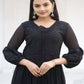 Rajwada Black Georgette Embroidered Stitched Kurta Set For Women