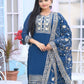 Rajwada Blue Georgette Embroidered Stitched Kurta Set For Women