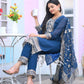 Rajwada Blue Georgette Embroidered Stitched Kurta Set For Women