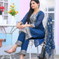 Rajwada Blue Georgette Embroidered Stitched Kurta Set For Women