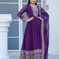 Rajwada Purple Georgette Embroidered Stitched Kurta Set For Women