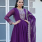 Rajwada Purple Georgette Embroidered Stitched Kurta Set For Women