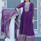 Rajwada Purple Georgette Embroidered Stitched Kurta Set For Women