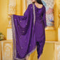 Rajwada Purple Chinon Embroidered Stitched Kurta Set For Women