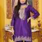 Rajwada Purple Chinon Embroidered Stitched Kurta Set For Women