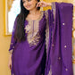 Rajwada Purple Chinon Embroidered Stitched Kurta Set For Women