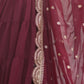 Rajwada Maroon Georgette Embroidered Stitched Kurta Set For Women