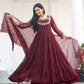 Rajwada Maroon Georgette Embroidered Stitched Kurta Set For Women
