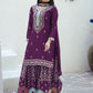 Rajwada Purple Chinon Embroidered Stitched Kurta Set For Women
