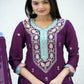 Rajwada Purple Chinon Embroidered Stitched Kurta Set For Women