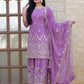Rajwada Lavender Georgette Embroidered Stitched Kurta Set For Women