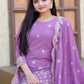 Rajwada Lavender Georgette Embroidered Stitched Kurta Set For Women