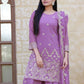 Rajwada Lavender Georgette Embroidered Stitched Kurta Set For Women