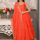 Rajwada Orange Georgette Embroidered Stitched Kurta Set For Women