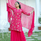 Rajwada Pink Georgette Embroidered Stitched Kurta Set For Women