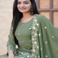 Rajwada Pista Green Georgette Embroidered Stitched Kurta Set For Women
