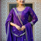 Rajwada Purple Georgette Embroidered Stitched Kurta Set For Women
