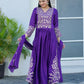 Rajwada Purple Chinon Embroidered Stitched Kurta Set For Women