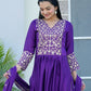 Rajwada Purple Chinon Embroidered Stitched Kurta Set For Women