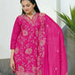 Rajwada Pink Chinon Embroidered Stitched Kurta Set For Women
