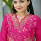 Rajwada Pink Chinon Embroidered Stitched Kurta Set For Women