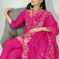 Rajwada Pink Chinon Embroidered Stitched Kurta Set For Women