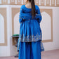 Rajwada Blue Chinon Embroidered Stitched Kurta Set For Women
