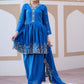 Rajwada Blue Chinon Embroidered Stitched Kurta Set For Women