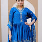 Rajwada Blue Chinon Embroidered Stitched Kurta Set For Women