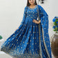 Rajwada Blue Chinon Embroidered Stitched Kurta Set For Women