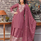Rajwada Blush Pink Chinon Embroidered Stitched Kurta Set For Women