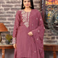 Rajwada Blush Pink Chinon Embroidered Stitched Kurta Set For Women