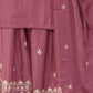 Rajwada Blush Pink Chinon Embroidered Stitched Kurta Set For Women