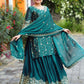 Rajwada Teal Green Poly Georgette Embroidered Stitched Kurta Set For Women