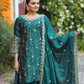 Rajwada Teal Green Poly Georgette Embroidered Stitched Kurta Set For Women