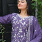Rajwada Lavender Chinon Embroidered Stitched Kurta Set For Women