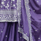 Rajwada Lavender Chinon Embroidered Stitched Kurta Set For Women