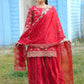 Rajwada Red Poly Georgette Embroidered Stitched Kurta Set For Women
