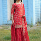 Rajwada Red Poly Georgette Embroidered Stitched Kurta Set For Women