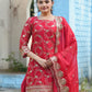 Rajwada Red Poly Georgette Embroidered Stitched Kurta Set For Women