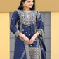 Rajwada Blue Chinon Embroidered Stitched Kurta Set For Women