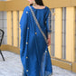 Rajwada Blue Chinon Embroidered Stitched Kurta Set For Women