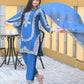 Rajwada Blue Chinon Embroidered Stitched Kurta Set For Women