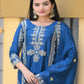 Rajwada Blue Chinon Embroidered Stitched Kurta Set For Women