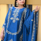 Rajwada Blue Chinon Embroidered Stitched Kurta Set For Women