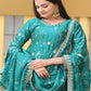 Rajwada Sea Green Chinon Embroidered Stitched Kurta Set For Women