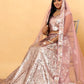 Rajwada Light Pink Satin Slik Embellished Semi-Stitched Lehenga For Women